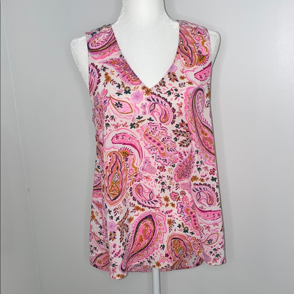 Staccato Pink and White Sleeveless Tank Top